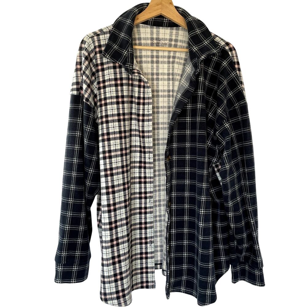 CuddlDuds colorblock long sleeved oversized button down pajama top women's 2XL